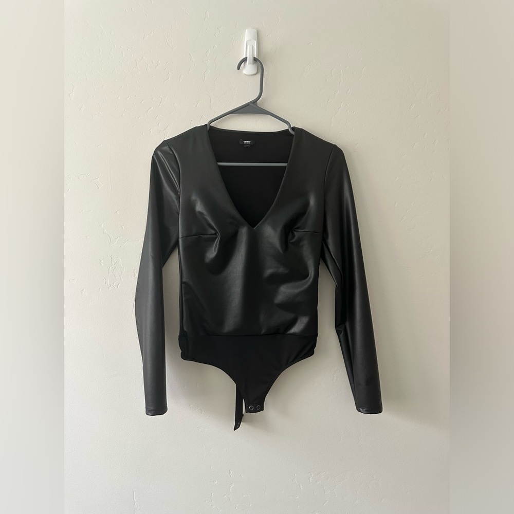 Express Long Sleeve Leather Bodysuit